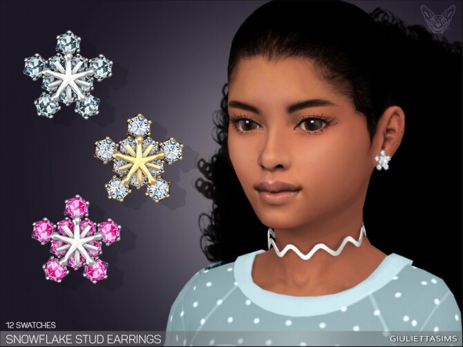 Sims 4 Snowflake Stud Earrings For Kids by feyona at TSR