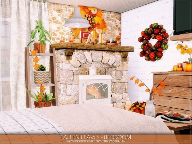 Sims 4 Fallen Leaves Bedroom by MychQQQ at TSR