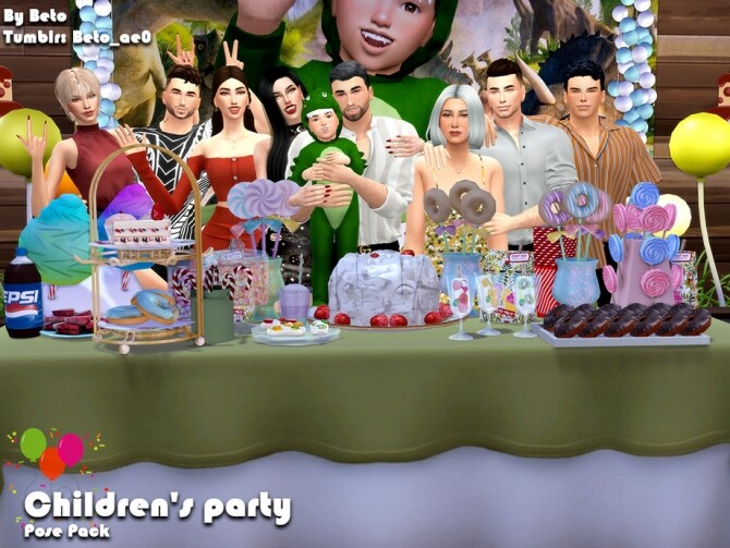 Sims 4 Childrens party Pose Pack by Beto ae0 at TSR