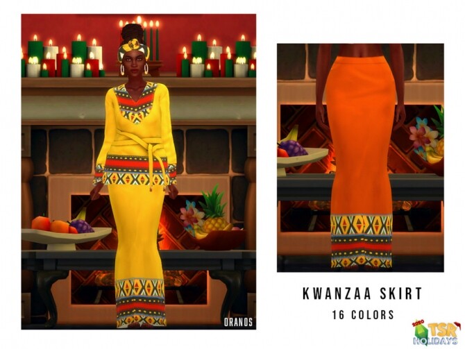 Sims 4 Holiday Wonderland Kwanzaa Skirt by OranosTR at TSR