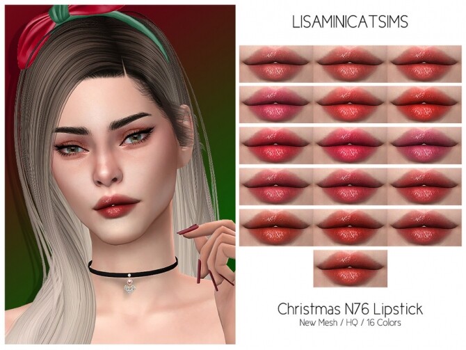 Sims 4 LMCS Christmas N76 Lipstick HQ by Lisaminicatsims at TSR