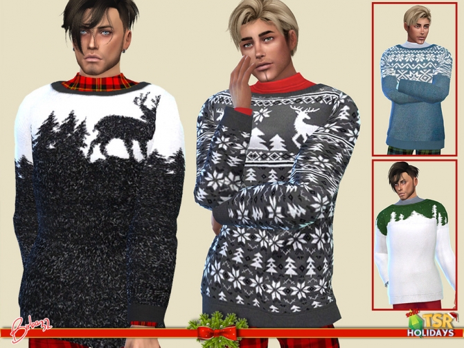 Holiday Wonderland Christmas Wide Sweater M By Birba32 At Tsr Sims 4