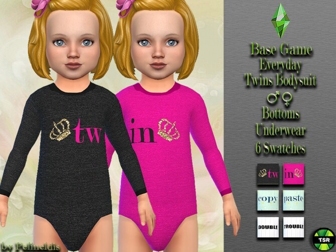 Sims 4 Toddler Bodysuit Twins by Pelineldis at TSR