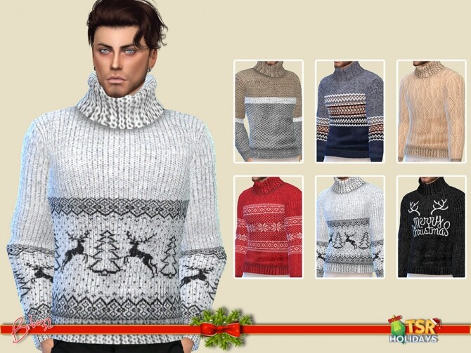 Sims 4 Holiday Wonderland Sweater big collar by Birba32 at TSR