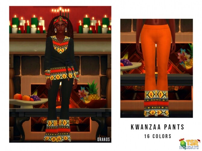 Sims 4 Kwanzaa Pants Holiday Wonderland by OranosTR at TSR