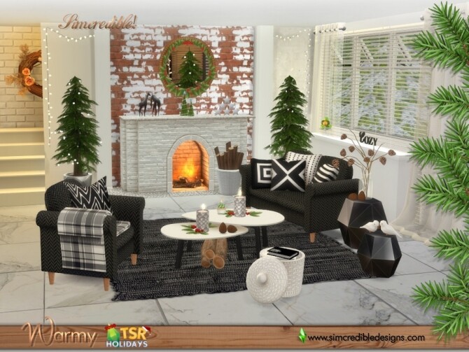 Sims 4 Holiday Wonderland Warmy living room by SIMcredible at TSR