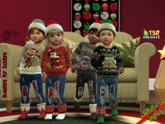 Sims 4 Holiday Wonderland Christmas sweater for toddler by Birba32 at TSR