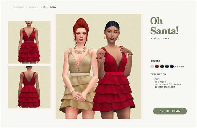 Sims 4 Oh Santa! short dress at Joliebean