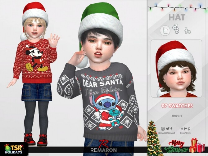 Sims 4 Holiday Wonderland Santa hat for Toddler by remaron at TSR