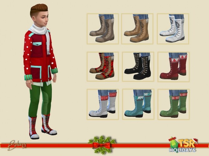 Sims 4 Christmas boots for boys Holiday Wonderland by Birba32 at TSR