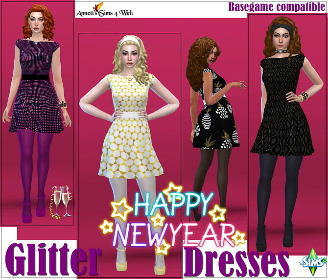 Sims 4 Glitter Dresses New Year 2021 at Annett’s Sims 4 Welt