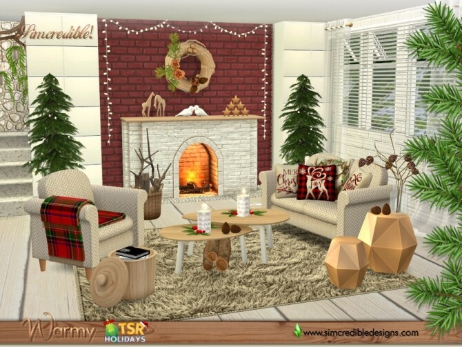Sims 4 Holiday Wonderland Warmy living room by SIMcredible at TSR