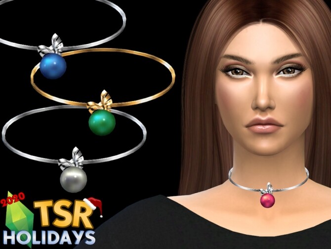 Sims 4 Winter Wonderland Christmas ball necklace by NataliS at TSR