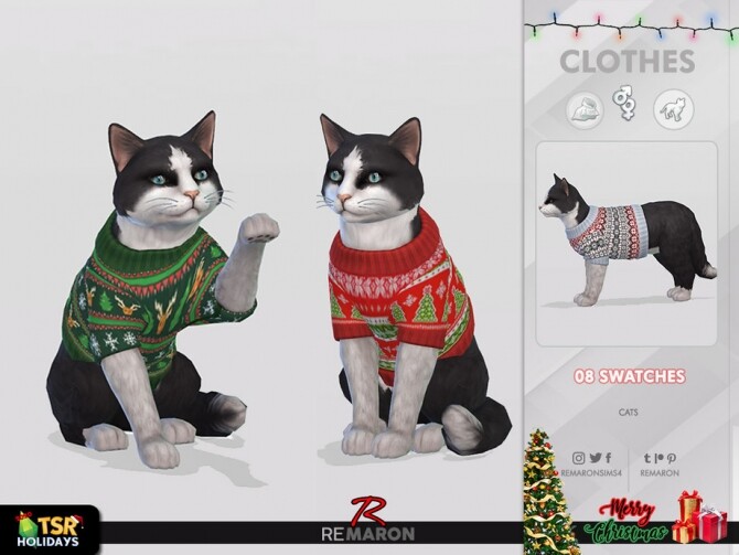 Sims 4 Christmas Sweater for Cats Holiday Wonderland by remaron at TSR