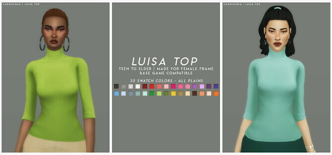 Sims 4 LUISA simple high neck top at Candy Sims 4