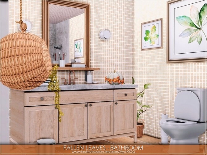 Sims 4 Fallen Leaves Bathroom by MychQQQ at TSR