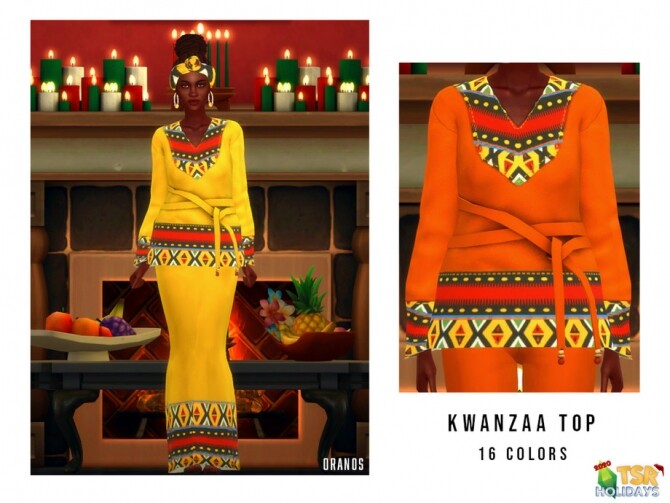 Sims 4 Holiday Wonderland Kwanzaa Top by OranosTR at TSR