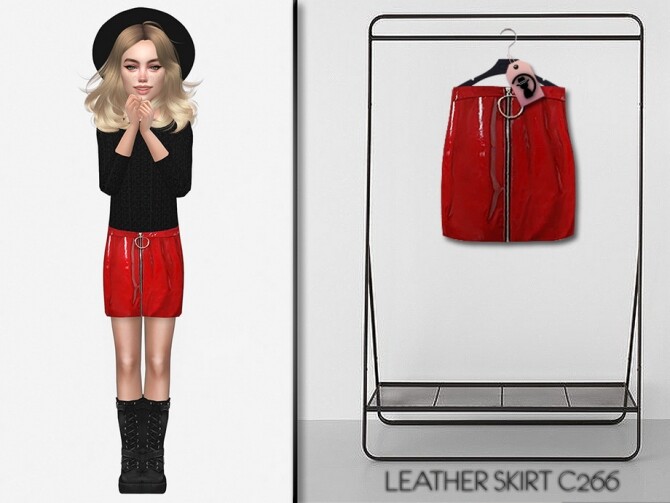 Sims 4 Leather Skirt C266 by turksimmer at TSR