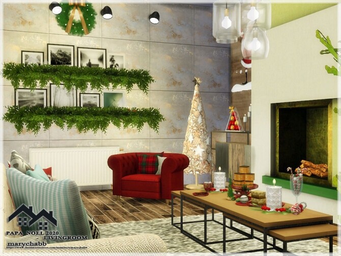 Sims 4 Papa Noel Livingroom by marychabb at TSR