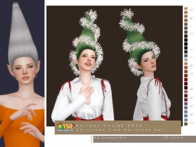 Sims 4 Holiday Wonderland Christmas Tree Hairstyle Set by DarkNighTt at TSR