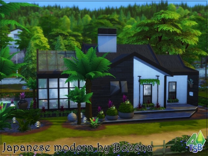 Sims 4 Japanese modern house by bozena at TSR