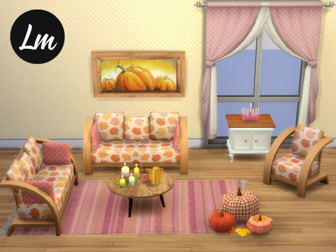 Sims 4 Cozy Days living room by Lucy Muni at TSR