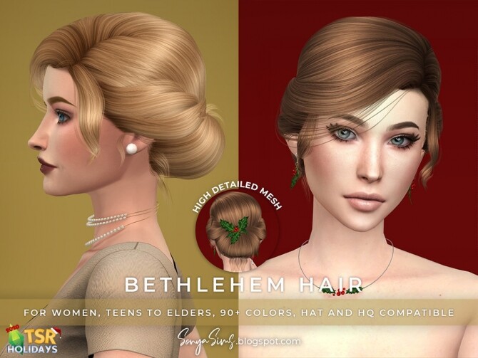 Sims 4 Bethlehem Hair Holiday Wonderland by SonyaSims at TSR