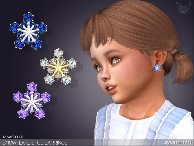 Sims 4 Snowflake Stud Earrings For Toddlers by feyona at TSR