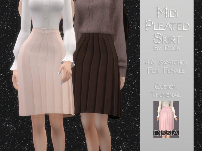 Sims 4 Midi Pleated Skirt by Dissia at TSR