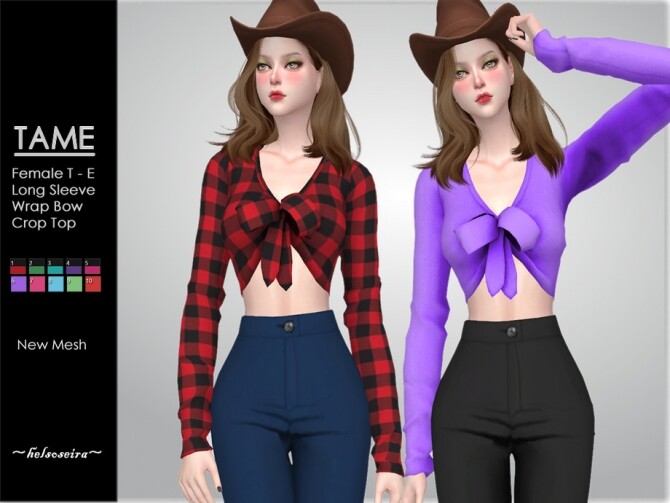 Sims 4 TAME Wrap Crop Top by Helsoseira at TSR