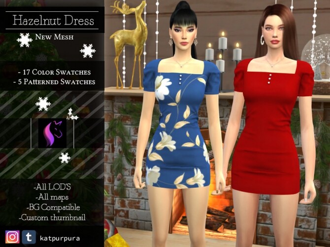 Sims 4 Hazelnut Dress by KaTPurpura at TSR