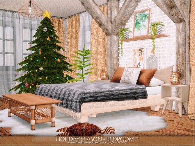 Sims 4 Holiday Season Bedroom 2 by MychQQQ at TSR