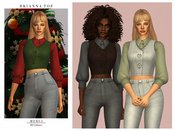 Sims 4 Brianna Top by Merci at TSR