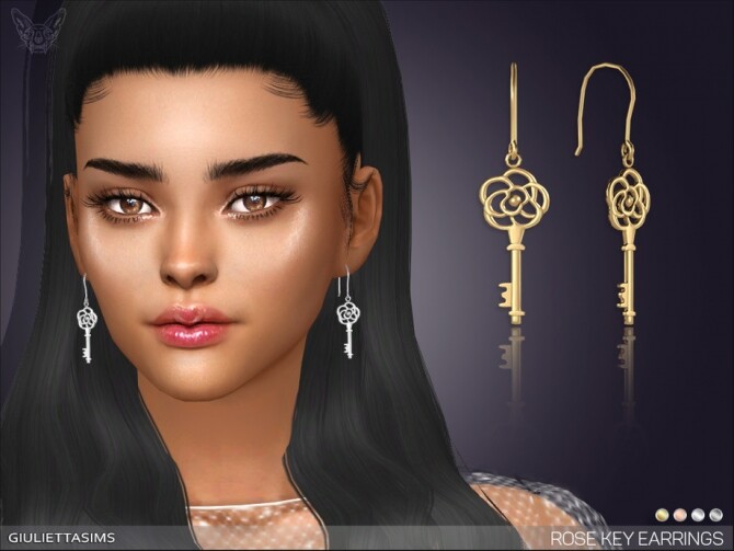 Sims 4 Rose Key Earrings by feyona at TSR