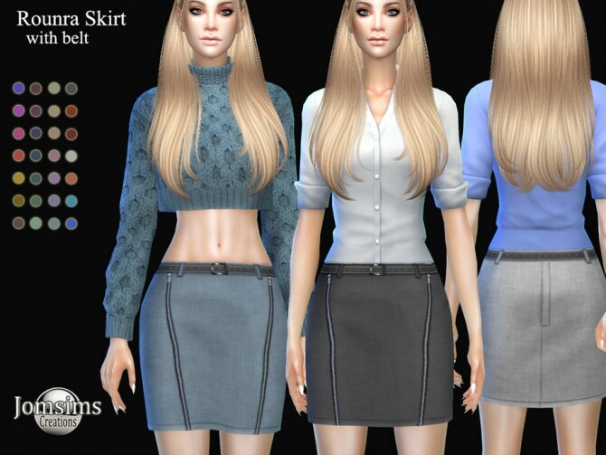 Sims 4 Rounra skirt with belt by jomsims at TSR