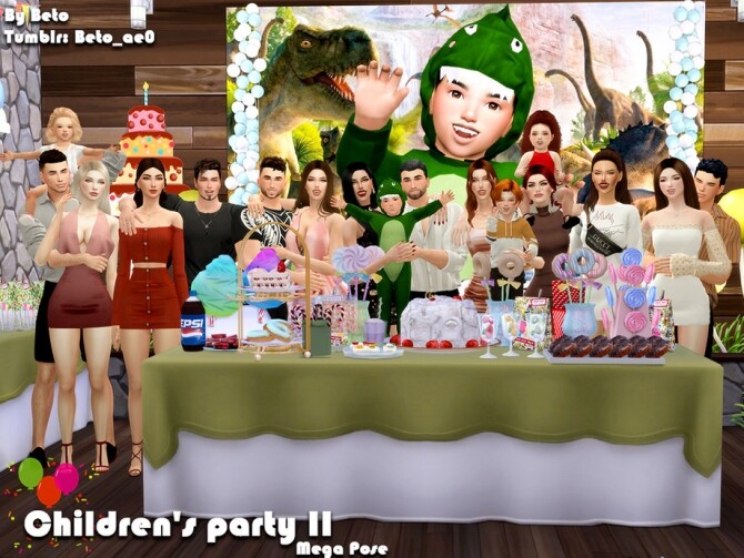 Sims 4 Childrens party II Mega pose by Beto ae0 at TSR
