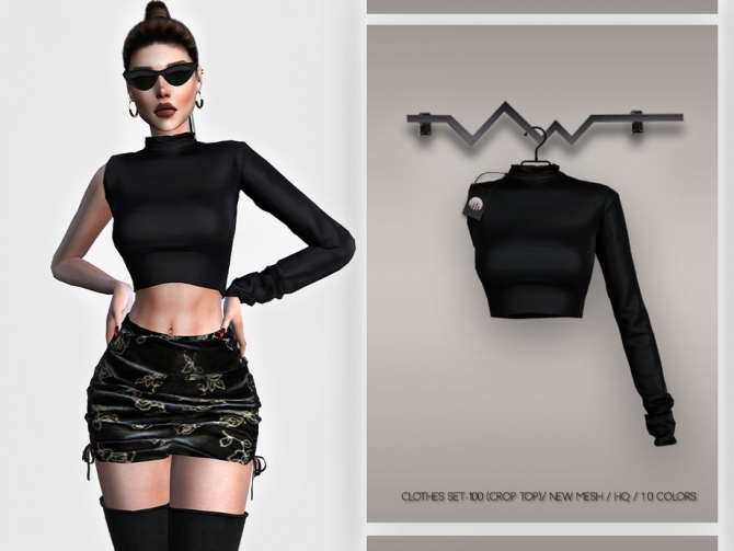 Clothes SET 100 CROP TOP BD375 by busra-tr at TSR » Sims 4 Updates