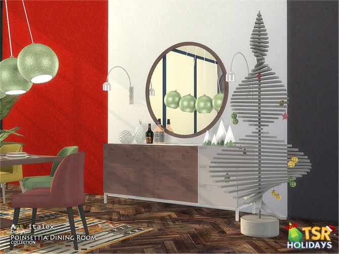 Sims 4 Poinsettia Dining Room Holiday Wonderland by ArtVitalex at TSR