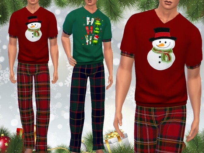 Sims 4 Xmas Plaid Pajamas M by Saliwa at TSR
