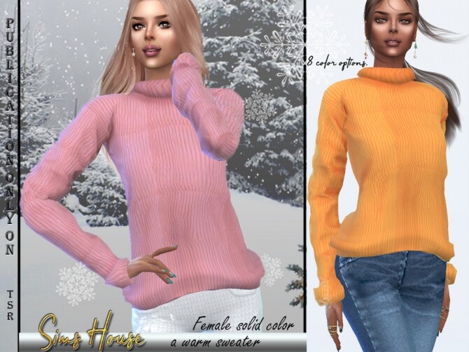 Sims 4 Solid Warm Sweater by Sims House at TSR