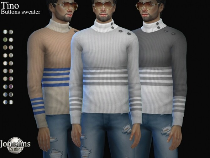 Sims 4 Tino button sweater by  jomsims at TSR