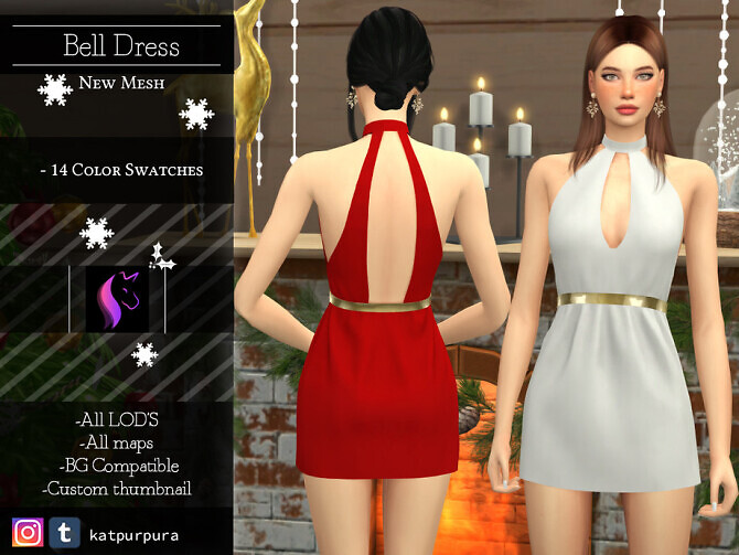 Sims 4 Bell Dress by KaTPurpura at TSR