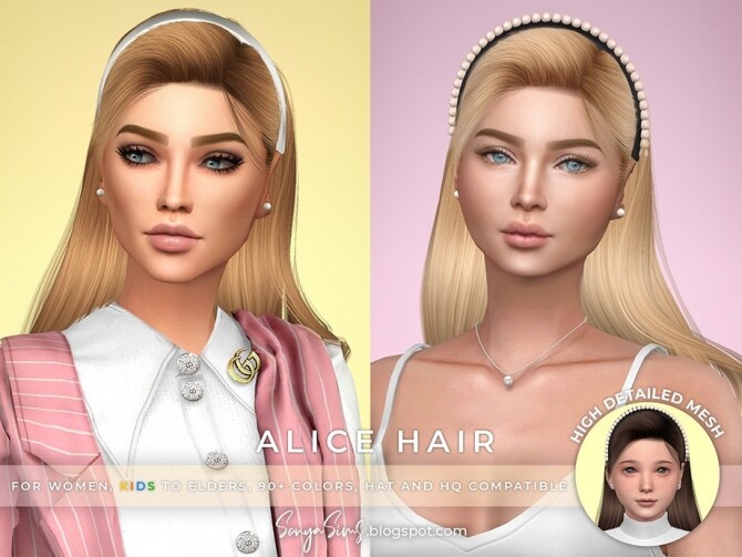 Sims 4 Alice Hair by SonyaSimsCC at TSR