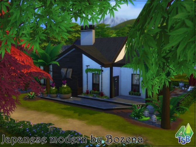 Sims 4 Japanese modern house by bozena at TSR