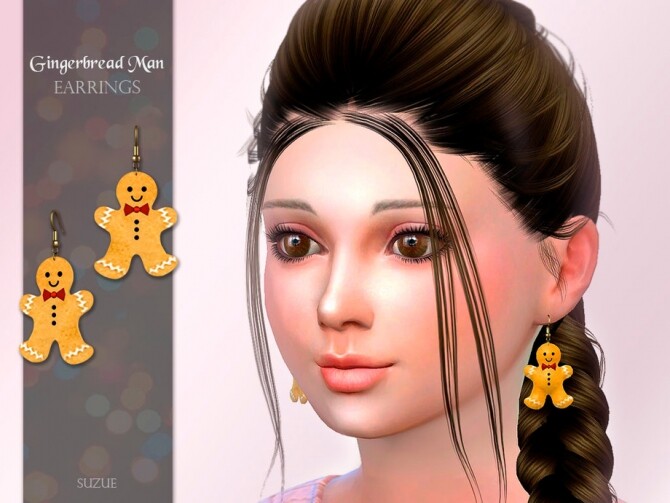 Sims 4 Gingerbread Man Child Earrings by Suzue at TSR