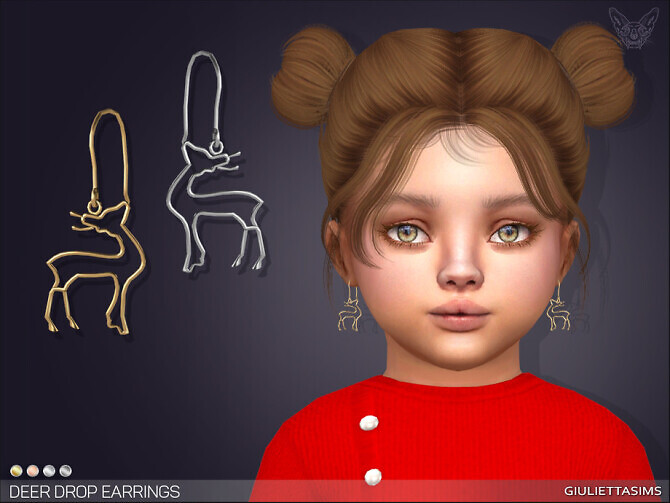 Sims 4 Deer Drop Earrings For Toddlers by feyona at TSR