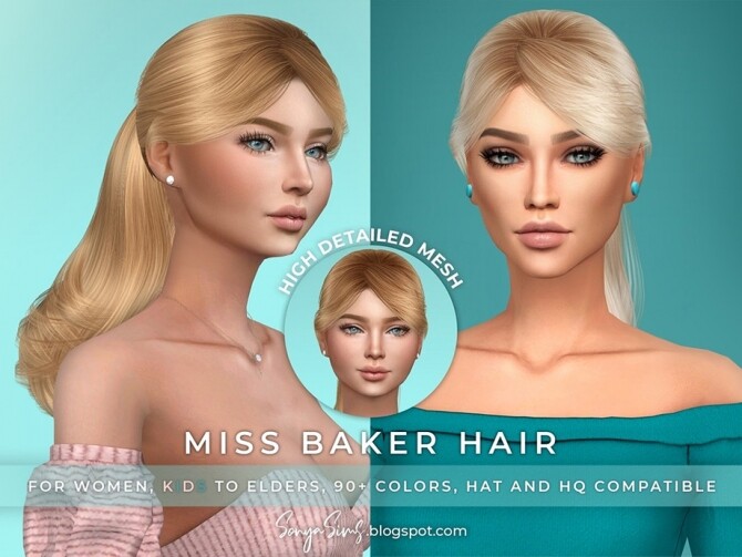 Sims 4 Miss Baker Hair by SonyaSimsCC at TSR