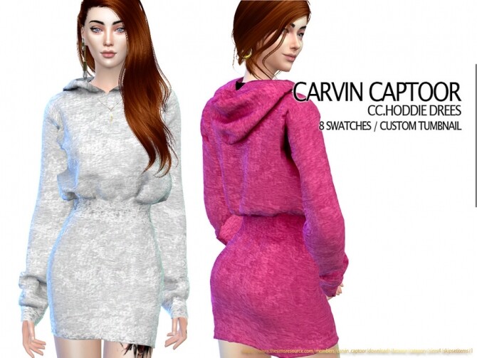 Sims 4 Hoddie Dress by carvin captoor at TSR
