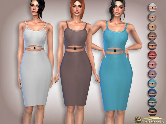 Sims 4 Body Sculpting Design Cut out Dress by Harmonia at TSR
