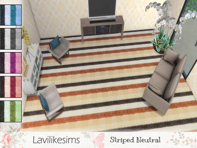 Sims 4 Striped Neutral Carpet by lavilikesims at TSR